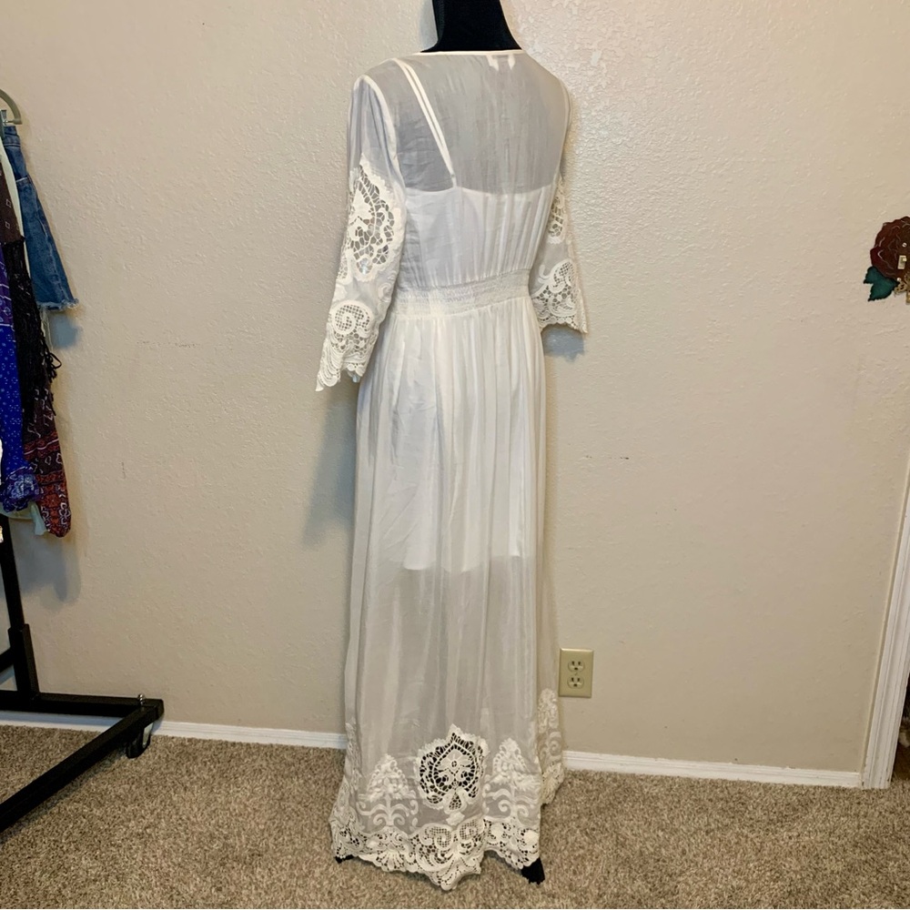 bebe White Lace Maxi Dress - Picture 7 of 16